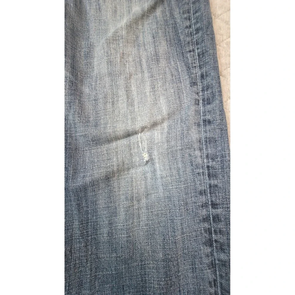 Lucky Brand 221 Straight Jeans Mens 36 Blue Distressed Denim